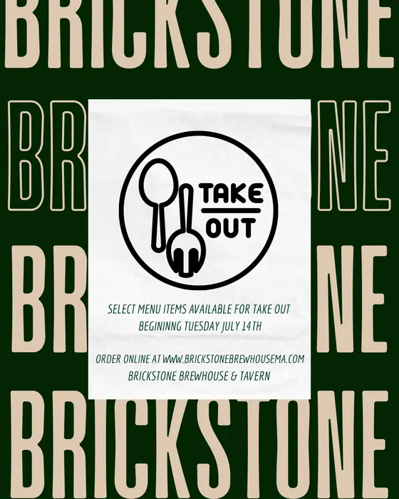 Brickstone take out flyer — order online at brickstonebrewhousema.com
